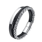 Buddha Stones Multi-layered Titanium Steel Calm Leather Buckle Bracelet Bracelet BS 8