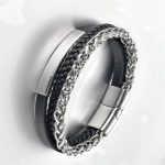 Buddha Stones Multi-layered Titanium Steel Calm Leather Buckle Bracelet Bracelet BS 7