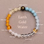 Buddha Stones Five Elements Various Agate Crystal Sun Stone Wisdom Bracelet Bracelet BS Earth Gold Water(Wrist Circumference: 14-16cm) 6mm