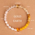 Buddha Stones Five Elements Various Agate Crystal Black Onyx Green Chalcedony Aquamarine Wisdom Bracelet Bracelet BS Gold Earth(Wrist Circumference: 14-16cm) 6mm