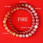 Buddha Stones Five Elements Various Agate Crystal Chalcedony White Crystal White Agate Luck Bracelet Bracelet BS Fire(Wrist Circumference: 14-16cm)