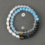 Buddha Stones Five Elements Various Agate Crystal Pearl Black Onyx White Agate White Crystal Luck Bracelet Bracelet BS 1