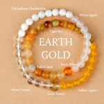 Buddha Stones Five Elements Various Agate Crystal Pearl Black Onyx White Agate White Crystal Luck Bracelet Bracelet BS Earth Gold(Wrist Circumference: 14-16cm)