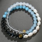 Buddha Stones Five Elements Various Agate Crystal Pearl Black Onyx White Agate White Crystal Luck Bracelet Bracelet BS 2