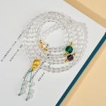 Buddha Stones 108 Mala Beads White Crystal Clarity Bracelet Mala Bracelet BS 3