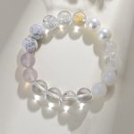 Buddha Stones Five Elements Various Agate Crystal Rutilated Quartz Tiger Eye Yellow Agate Citrine Luck Bracelet Bracelet BS Gold(Wrist Circumference: 14-16cm) 12mm