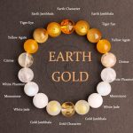 Buddha Stones Five Elements Various Agate Crystal South Red Agate Strawberry Quartz Sun Stone Citrine Luck Bracelet Bracelet BS Gold Earth(Wrist Circumference: 14-16cm) 10mm