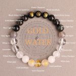 Buddha Stones Five Elements Various Agate Crystal South Red Agate Strawberry Quartz Sun Stone Citrine Luck Bracelet Bracelet BS Gold Water(Wrist Circumference: 14-16cm) 8mm