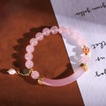 Buddha Stones Pink Crystal Blue Chalcedony Pearl Cuff Half Bracelet Bangle Bracelet BS 4