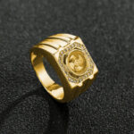 Buddha Stones Gold Plated Copper Brass Windmill Healing Ring Ring BS 2