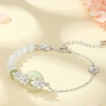 Buddha Stones Chrysoberyl Hetian Jade 999 Sterling Silver Love Bracelet Bracelet BS Chrysoberyl Hetian Jade 999 Sterling Silver(Wrist Circumference: 14-19cm)