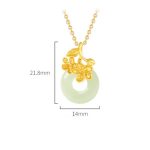 Buddha Stones Hetian Jade 999 Sterling Silver Peace Buckle Peach Blossom Necklace Pendant Necklaces & Pendants BS 4