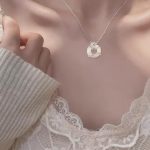 Buddha Stones Hetian Jade 925 Sterling Silver Peace Buckle Ginkgo Leaf Necklace Pendant Necklaces & Pendants BS 11