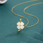 Buddha Stones Hetian Jade 925 Sterling Silver Four Leaf Clover Necklace Pendant Necklaces & Pendants BS 1