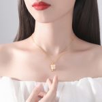 Buddha Stones Hetian Jade 925 Sterling Silver Four Leaf Clover Necklace Pendant Necklaces & Pendants BS 7