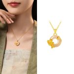 Buddha Stones Chalcedony 925 Sterling Silver Peace Buckle Flowers Necklace Pendant Necklaces & Pendants BS Osmanthus Golden 925 Sterling Silver Chalcedony