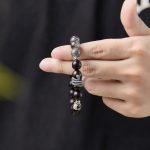Buddha Stones Ebony Wood Black Rutilated Quartz 925 Sterling Silver Year Of The Snake Balance Bracelet Bracelet BS 10