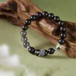 Buddha Stones Ebony Wood Black Rutilated Quartz 925 Sterling Silver Year Of The Snake Balance Bracelet Bracelet BS 2
