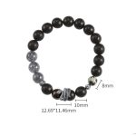 Buddha Stones Ebony Wood Black Rutilated Quartz 925 Sterling Silver Year Of The Snake Balance Bracelet Bracelet BS 4