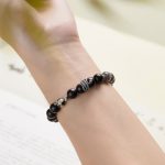 Buddha Stones Ebony Wood Black Rutilated Quartz 925 Sterling Silver Year Of The Snake Balance Bracelet Bracelet BS 3