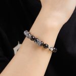 Buddha Stones Ebony Wood Black Rutilated Quartz 925 Sterling Silver Year Of The Snake Balance Bracelet Bracelet BS 11