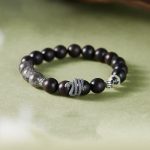 Buddha Stones Ebony Wood Black Rutilated Quartz 925 Sterling Silver Year Of The Snake Balance Bracelet Bracelet BS Ebony Wood Black Rutilated Quartz(Wrist Circumference: 18-20cm)