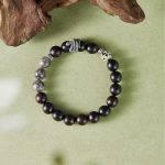 Buddha Stones Ebony Wood Black Rutilated Quartz 925 Sterling Silver Year Of The Snake Balance Bracelet Bracelet BS 8