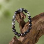 Buddha Stones Ebony Wood Black Rutilated Quartz 925 Sterling Silver Year Of The Snake Balance Bracelet Bracelet BS 1
