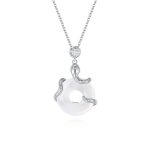Buddha Stones Chalcedony  Peace Buckle 925 Sterling Silver Fu Character Year Of The Snake Positive Necklace Pendant Necklaces & Pendants BS 2