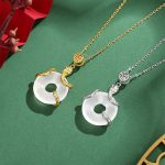 Buddha Stones Chalcedony  Peace Buckle 925 Sterling Silver Fu Character Year Of The Snake Positive Necklace Pendant Necklaces & Pendants BS 9