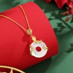 Buddha Stones Chalcedony  Peace Buckle 925 Sterling Silver Fu Character Year Of The Snake Positive Necklace Pendant Necklaces & Pendants BS Silver Plated Gold