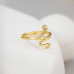 Buddha Stones 925 Sterling Silver Golden Snake Year Of The Snake Calm Balance Adjustable Ring Ring BS 1