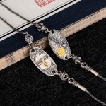 Buddha Stones 925 Sterling Silver Tibetan Zakiram Goddess of Wealth Bodhisattva Tara Om Mani Padme Hum Protection Metal Chain Necklace Necklaces & Pendants BS 8
