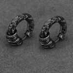 Buddha Stones 925 Sterling Silver Hand-hammered Protection Earrings Earrings BS Charcoal Black A Pair