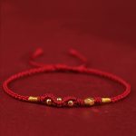 Buddha Stones 999 Gold Year of the Snake Mini Gold Bead Handmade Luck Protection Braided Bracelet Bracelet BS 2