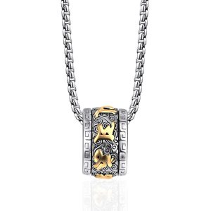 Buddha Stones Tibetan Om Mani Padme Hum Titanium Steel Peace Necklace Pendant Necklaces & Pendants BS Golden Om Mani Padme Hum