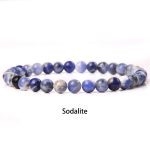 Buddha Stones 6mm Various Stone Crystal Black Glitter Stone Red Tiger Eye Beads Protection Bracelet Bracelet BS Sodalite 6mm(Wrist Circumference 14-16cm)