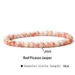 Buddha Stones 4mm Various Stone Crystal Mini Beads Healing Bracelet Bracelet BS Red Picasso Jasper 4mm(Wrist Circumference 14-17cm)