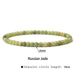 Buddha Stones 4mm Various Stone Crystal Mini Beads Healing Bracelet Bracelet BS Russian Jade 4mm(Wrist Circumference 14-17cm)