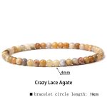 Buddha Stones 4mm Various Stone Crystal Mini Beads Healing Bracelet Bracelet BS Crazy Lace Agate 4mm(Wrist Circumference 14-17cm)