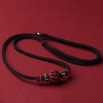 Buddha Stones Cinnabar Chinese Zodiac Black String Blessing Necklace Pendants Necklaces & Pendants BS Cinnabar Dragon