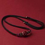 Buddha Stones Cinnabar Chinese Zodiac Black String Blessing Necklace Pendants Necklaces & Pendants BS Cinnabar Monkey