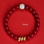 Buddha Stones Cinnabar Bead Hetian Jade Year Of The Snake Blessing Bracelet Bracelet BS 3