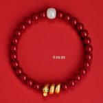 Buddha Stones Cinnabar Bead Hetian Jade Year Of The Snake Blessing Bracelet Bracelet BS 6mm Cinnabar Hetian Jade Snake(Wrist Circumference: 15cm)