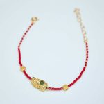 Buddha Stones 24k Gold Plated 925 Sterling Silver Liuli Glass Bead PiXiu Four Leaf Clover Joy And Happiness Wealth Bracelet Bracelet BS 24k Gold Plated 925 Sterling Silver Liuli PiXiu(Wrist Circumference: 14-16cm)