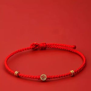 Buddha Stones Handmade Braided Red String 925 Sterling Silver Fu Character Luck Bracelet Bracelet BS Red String 925 Sterling Silver(Wrist Circumference: 14-19cm)