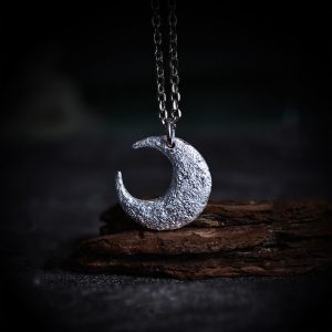Buddha Stones 999 Sterling Silver Moon Balance Necklace Pendant Necklaces & Pendants BS 999 Sterling Silver & Titanium Steel Chain