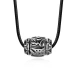 Buddha Stones Tibetan Om Mani Padme Hum Four Mythical Beasts Titanium Steel Wisdom Necklace Pendant Necklaces & Pendants BS Om Mani Padme Hum-Leather Cord