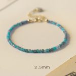 Buddha Stone 2.5mm Apatite Ultra-thin Beads 14k Gold Plated Copper Heart Motivation Bracelet Bracelet BS 10