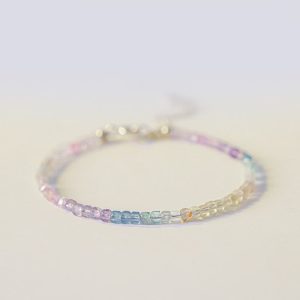 Buddha Stones 2.5mm Fluorite Ultra-thin Beads 14k Gold Plated Copper Heart Power Bracelet Bracelet BS 2.5mm Fluorite(Wrist Circumference: 14-18cm)